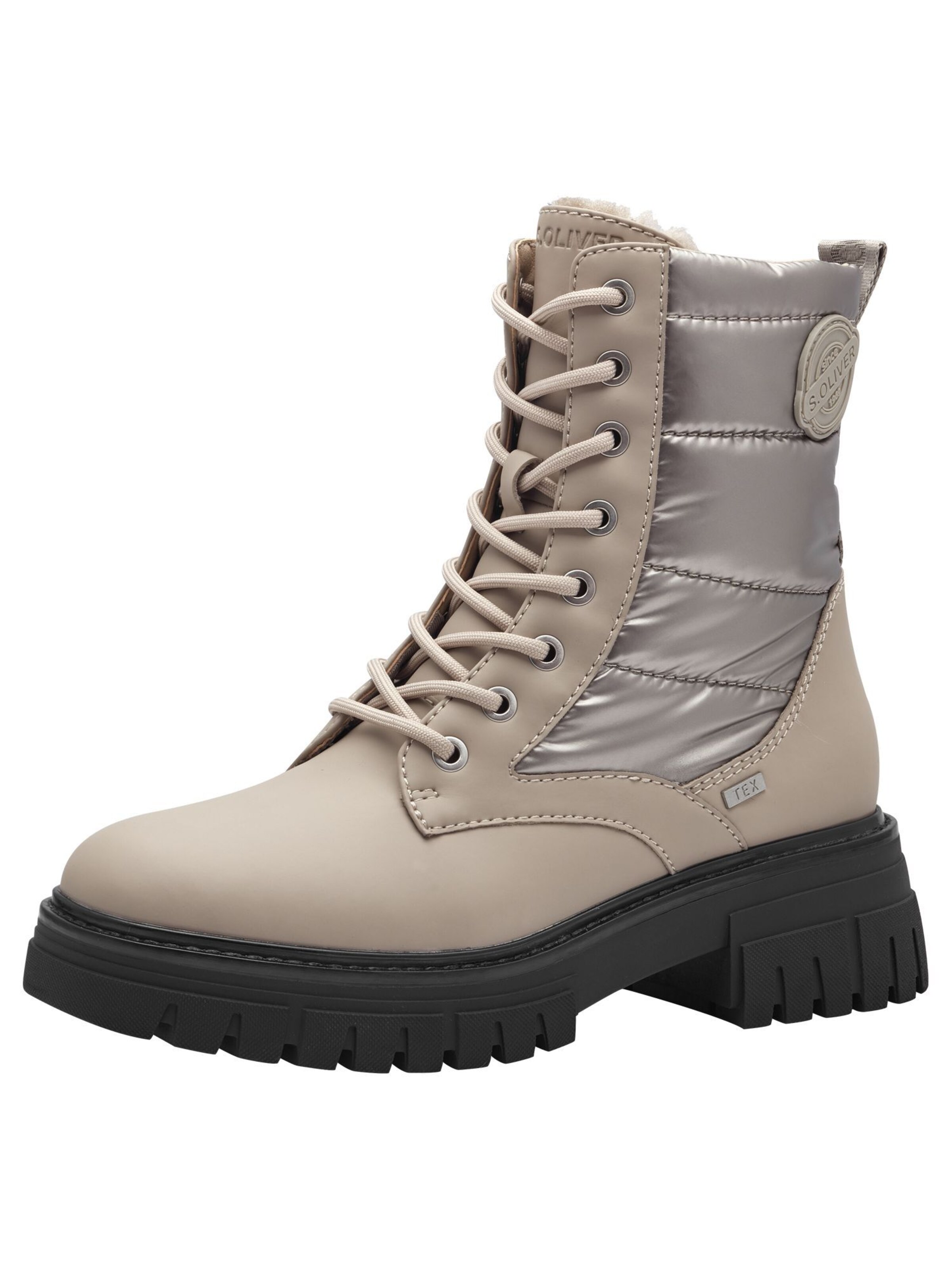 s.Oliver Lace-up bootie in Beige: front