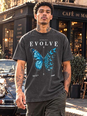 Neverless Shirt 'Evolve Butterfly' in Grey