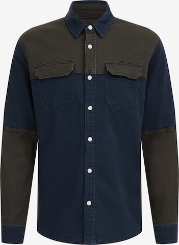 WE Fashion Regular fit Button Up Shirt in Blue: front