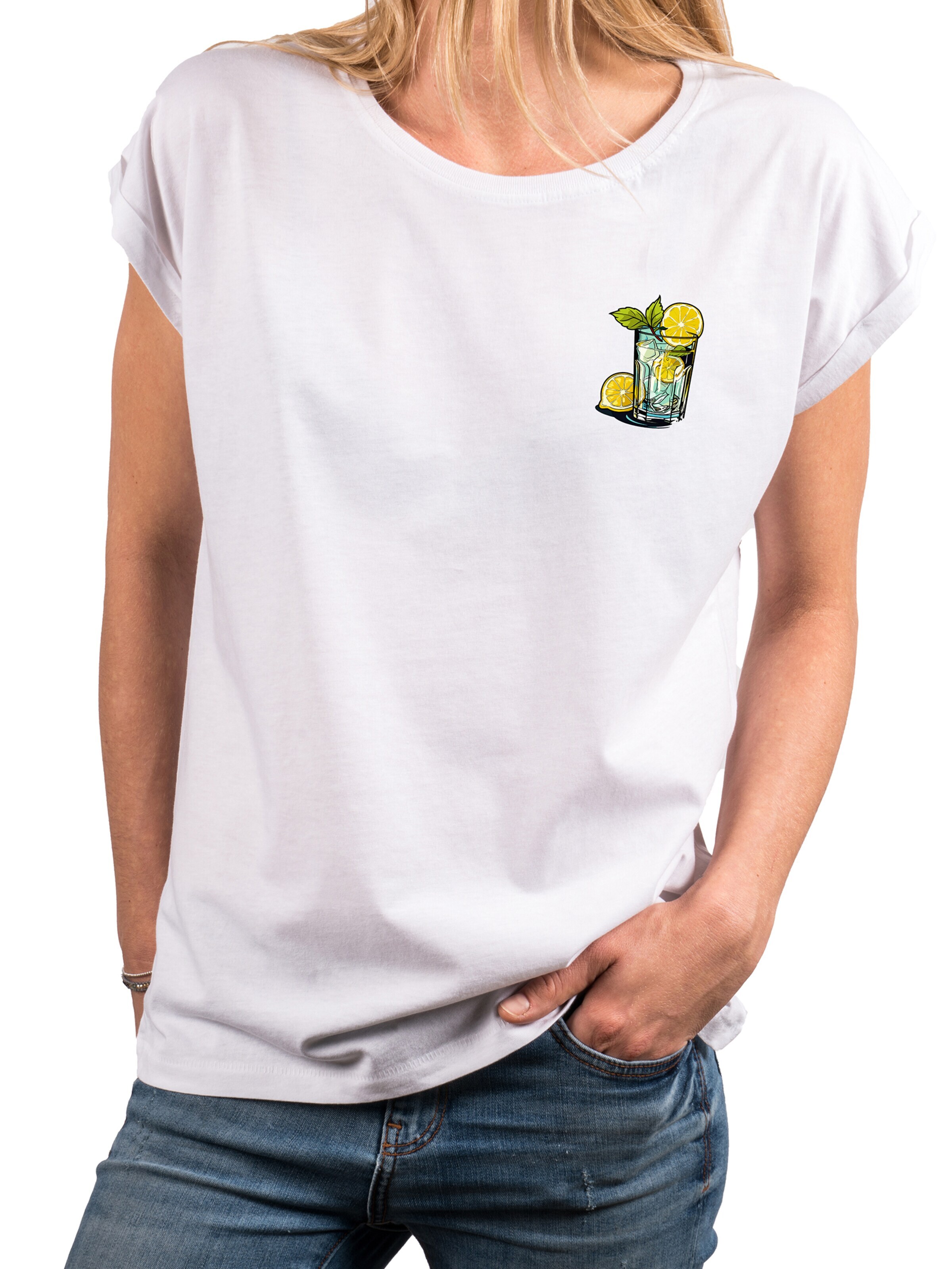 MAKAYA Shirt 'Gin Tonic' in White