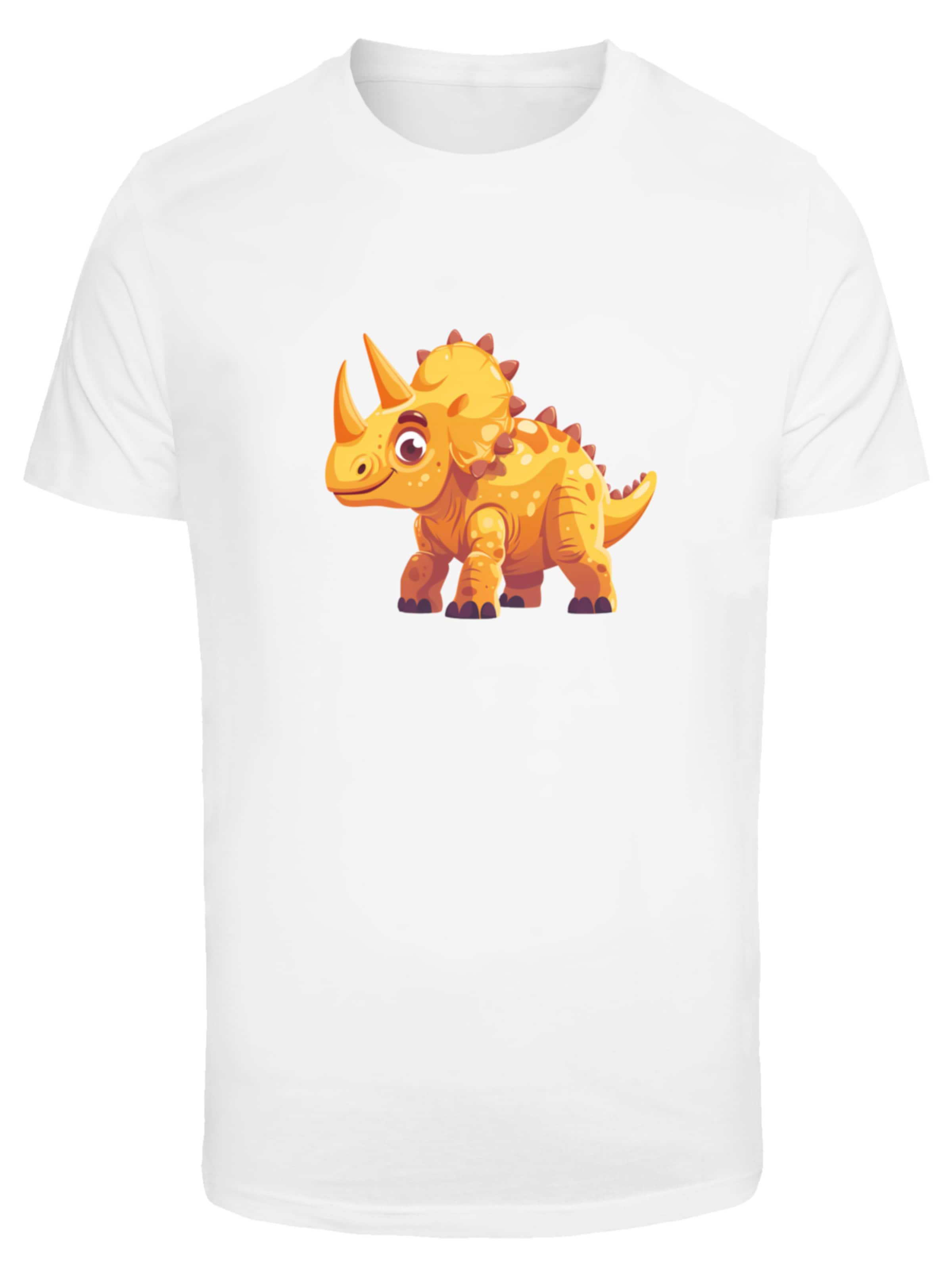 T-Shirt 'Süßer Triceratops Dinosaurier' F4NT4STIC en blanc : devant