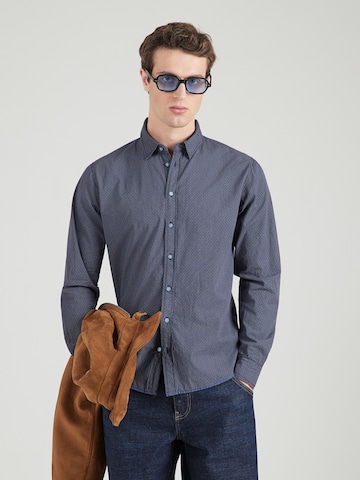 CAMP DAVID Slim fit Button Up Shirt in Blue: front