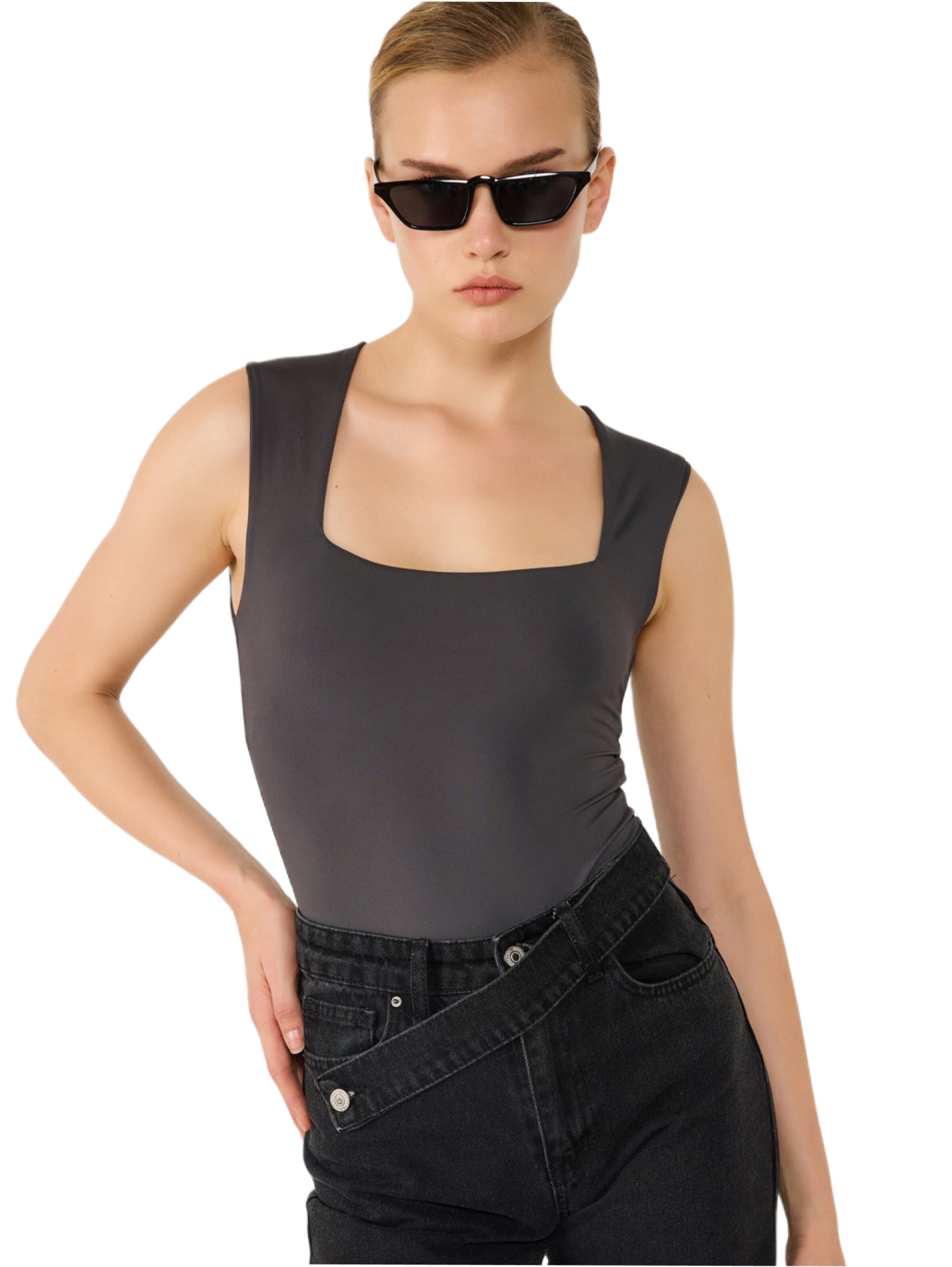 No Matter What Shirt Bodysuit in Grey: front