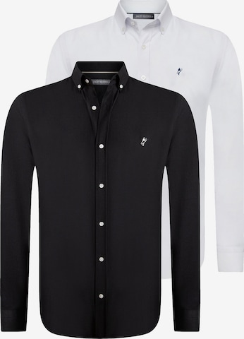 Jacey Quinn Regular Fit Businesspaita 'Oxford' värissä musta: etupuoli