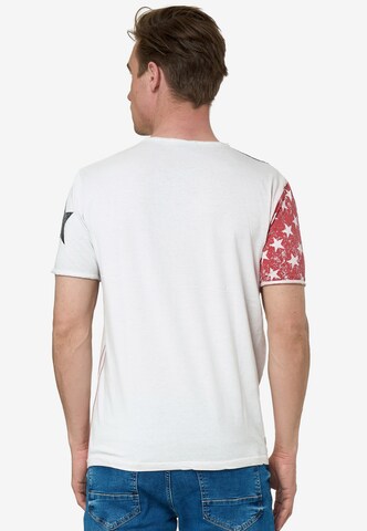 Rusty Neal Cooles T-Shirt mit V-Ausschnitt in Weiß
