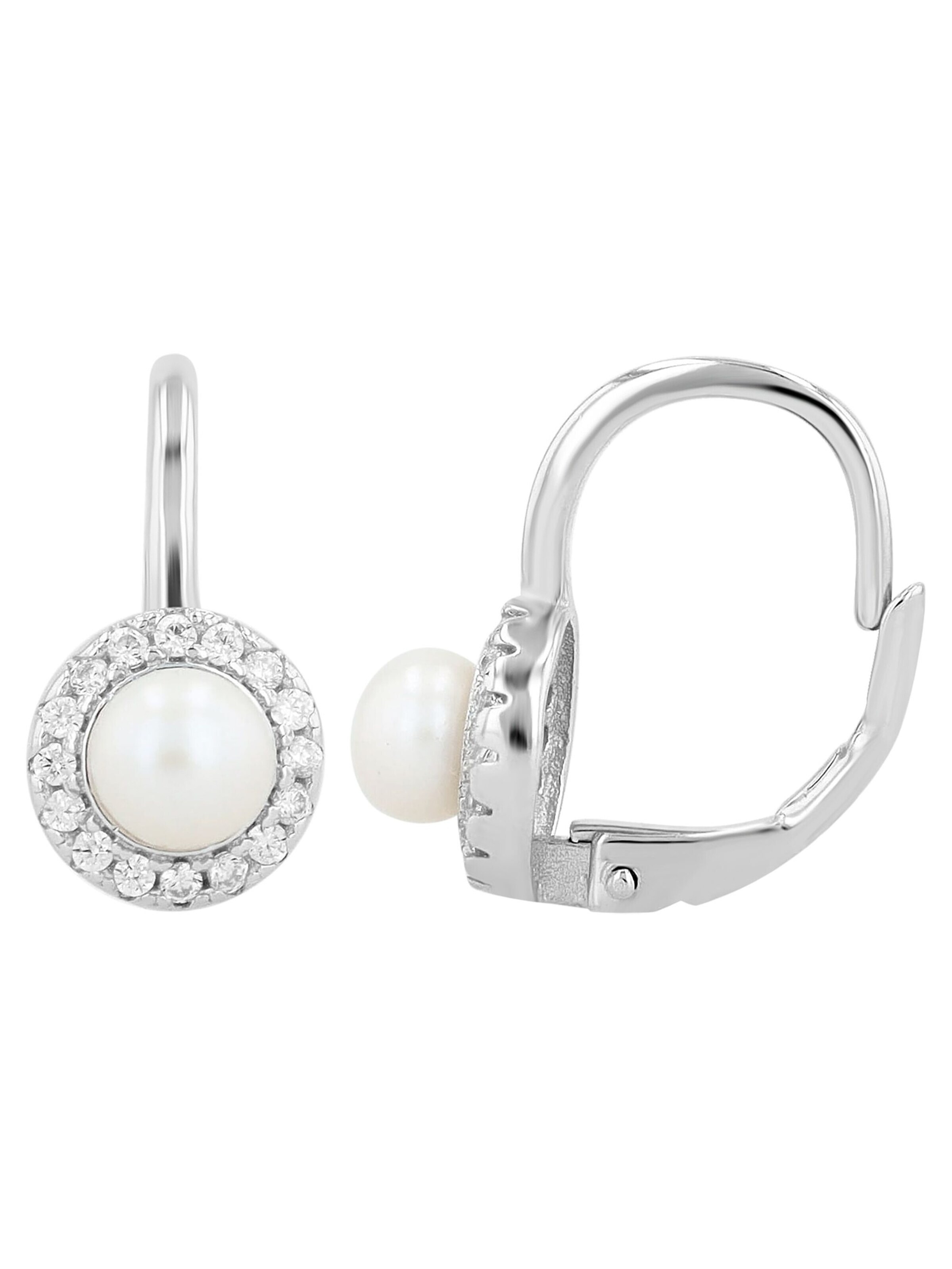 Akzent Earrings '"Pearl" aus 925 Sterlingsilber, rhodiniert, langlebig' in Silver