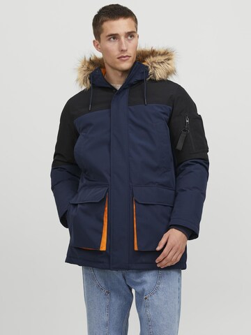 JACK & JONES Zimná parka 'Saker' - Modrá: predná strana