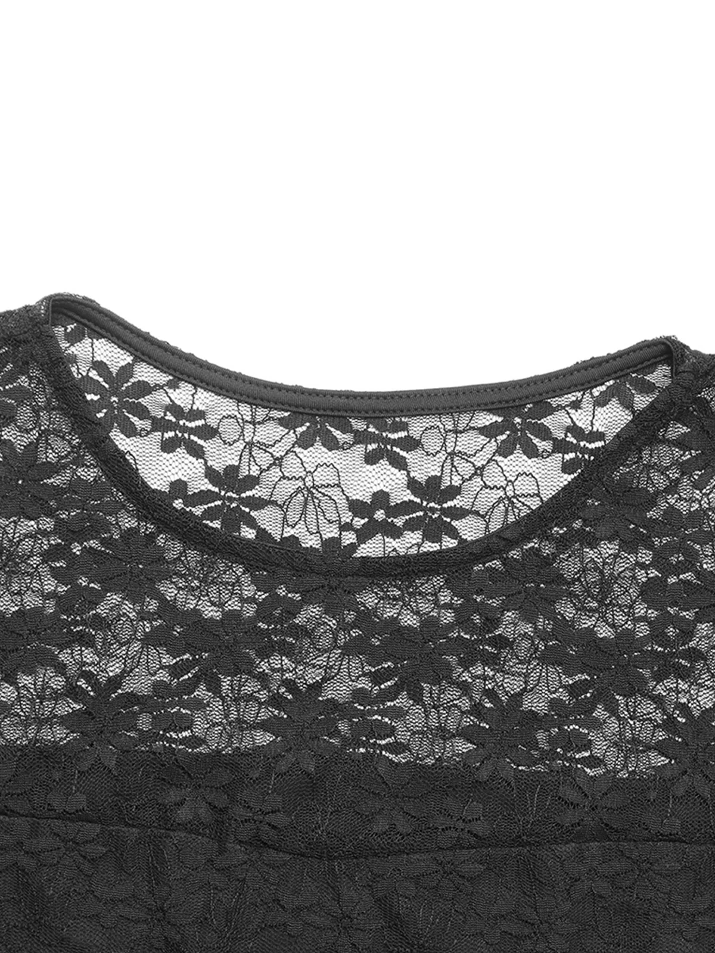 MEETWEE Shirt 'Printed Lace Top' in Black