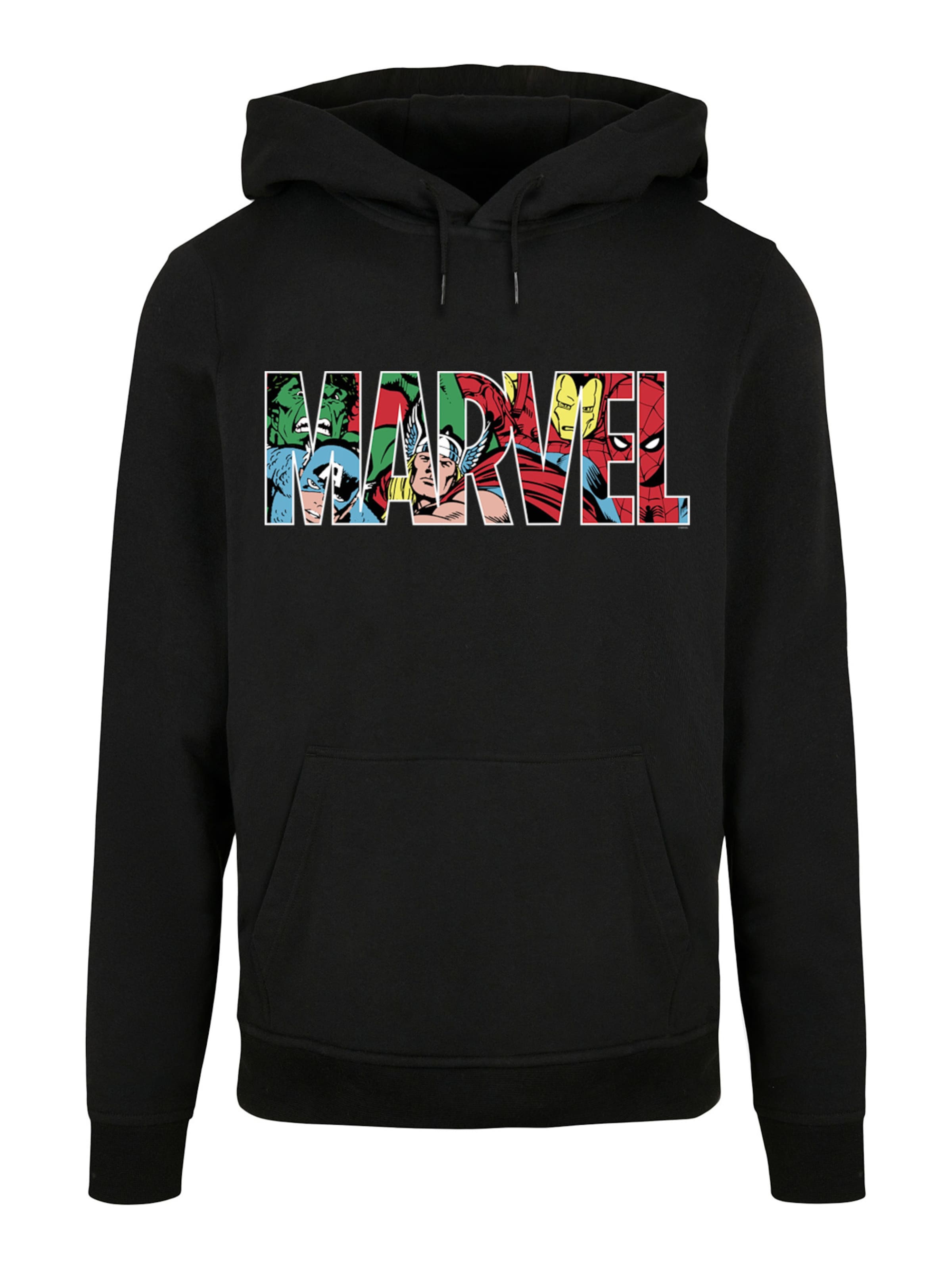 F4NT4STIC Sweatshirt 'Marvel Avengers Logo Character' in Zwart: voorkant