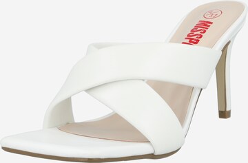 Misspap Mules in White: front