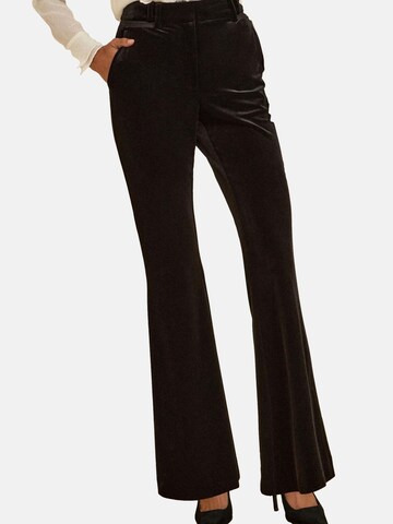 évasé Pantalon love & roses en noir : devant