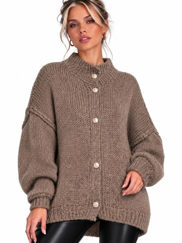 Worldclassca Oversizestrickjacke 'Strickjacke mit Knopf'‌ in Grau: Vorderseite