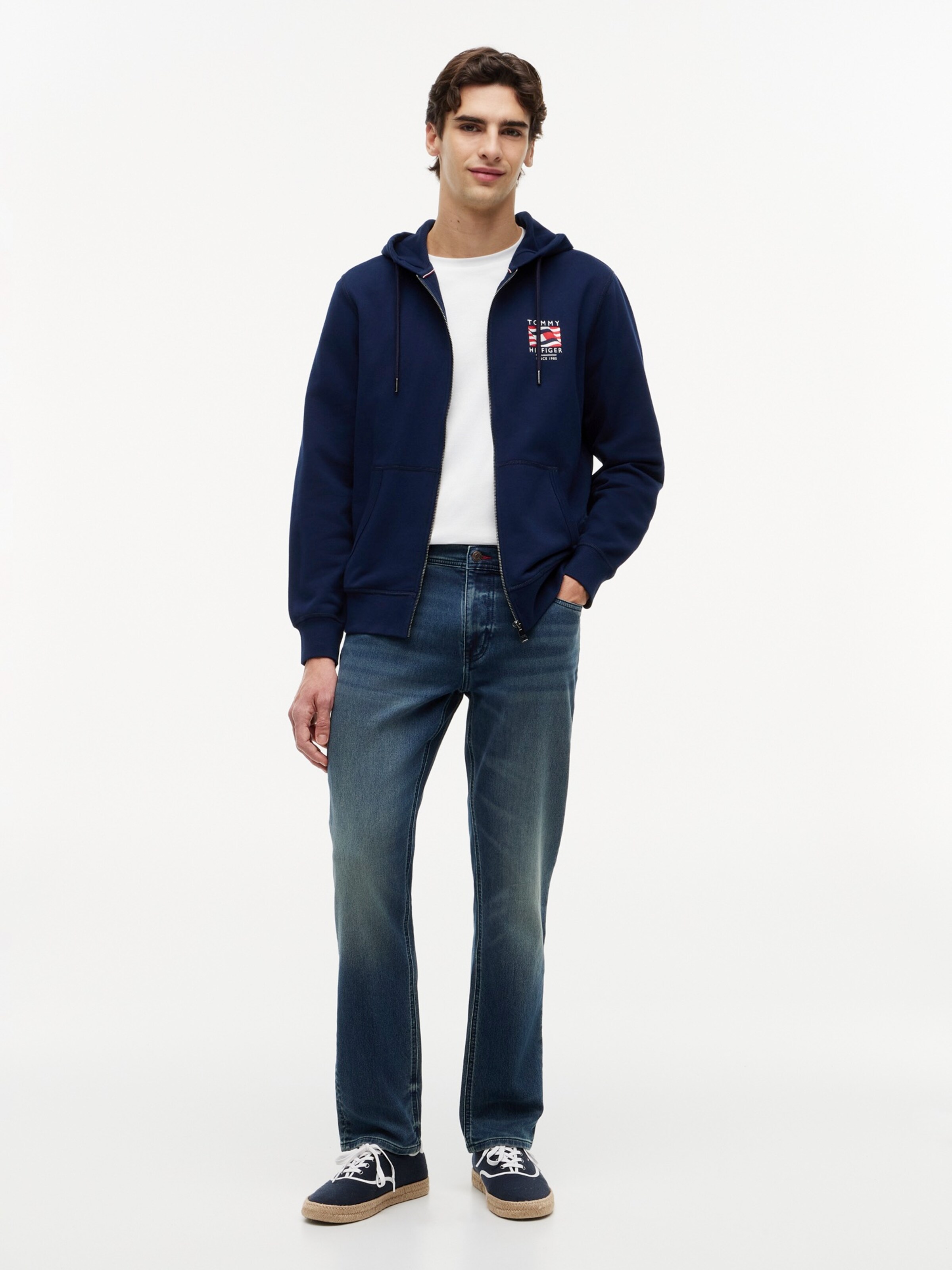 TOMMY HILFIGER Hanorac 'Flag Embroidery French Zip-thru' pe