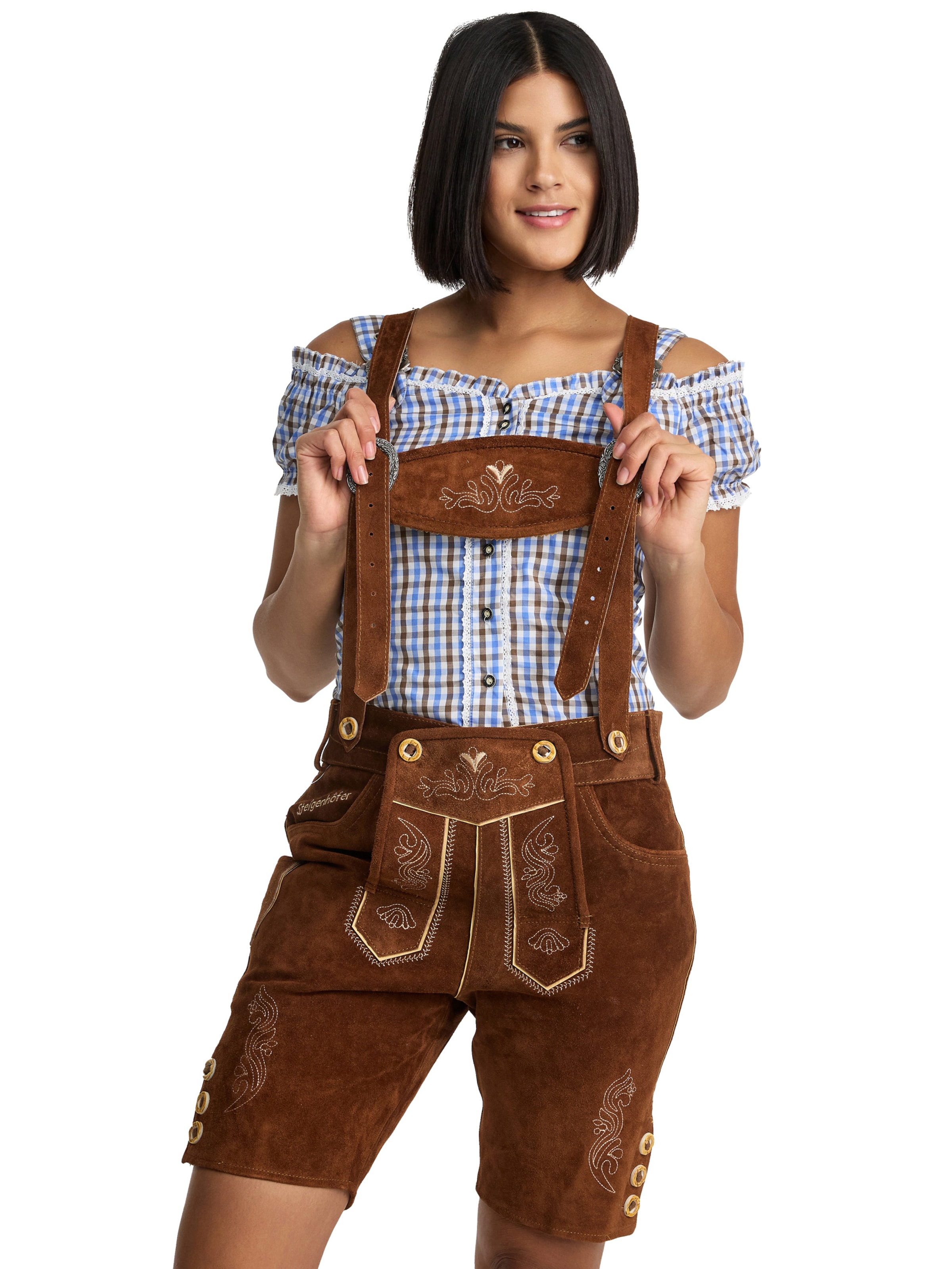 Steigenhöfer Regular Traditional Pants 'Annika' in Brown: front