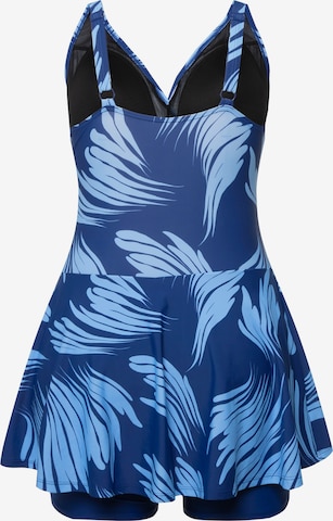 Ulla Popken Triangle Swimsuit Dress in Blue