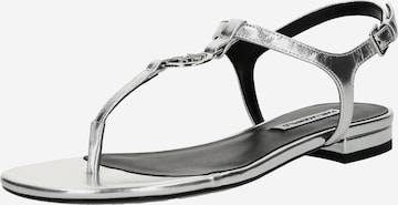 Tongs Karl Lagerfeld en argent : devant