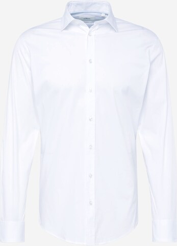 Slim fit Camicia business di s.Oliver BLACK LABEL in bianco: frontale