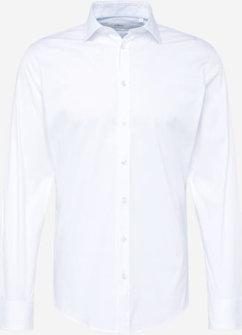 s.Oliver BLACK LABEL Слим Деловая рубашка в Белый: спереди