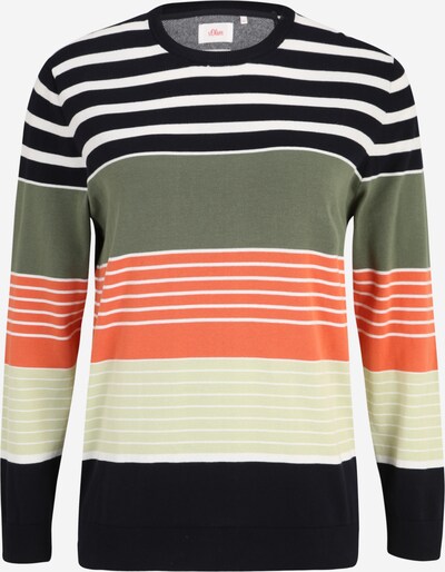 s.Oliver Men Big Sizes Pullover in grün / orange / schwarz / weiß, Produktansicht
