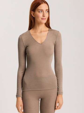 Hanro - Camisola interior ' Woolen Silk ' em castanho: frente