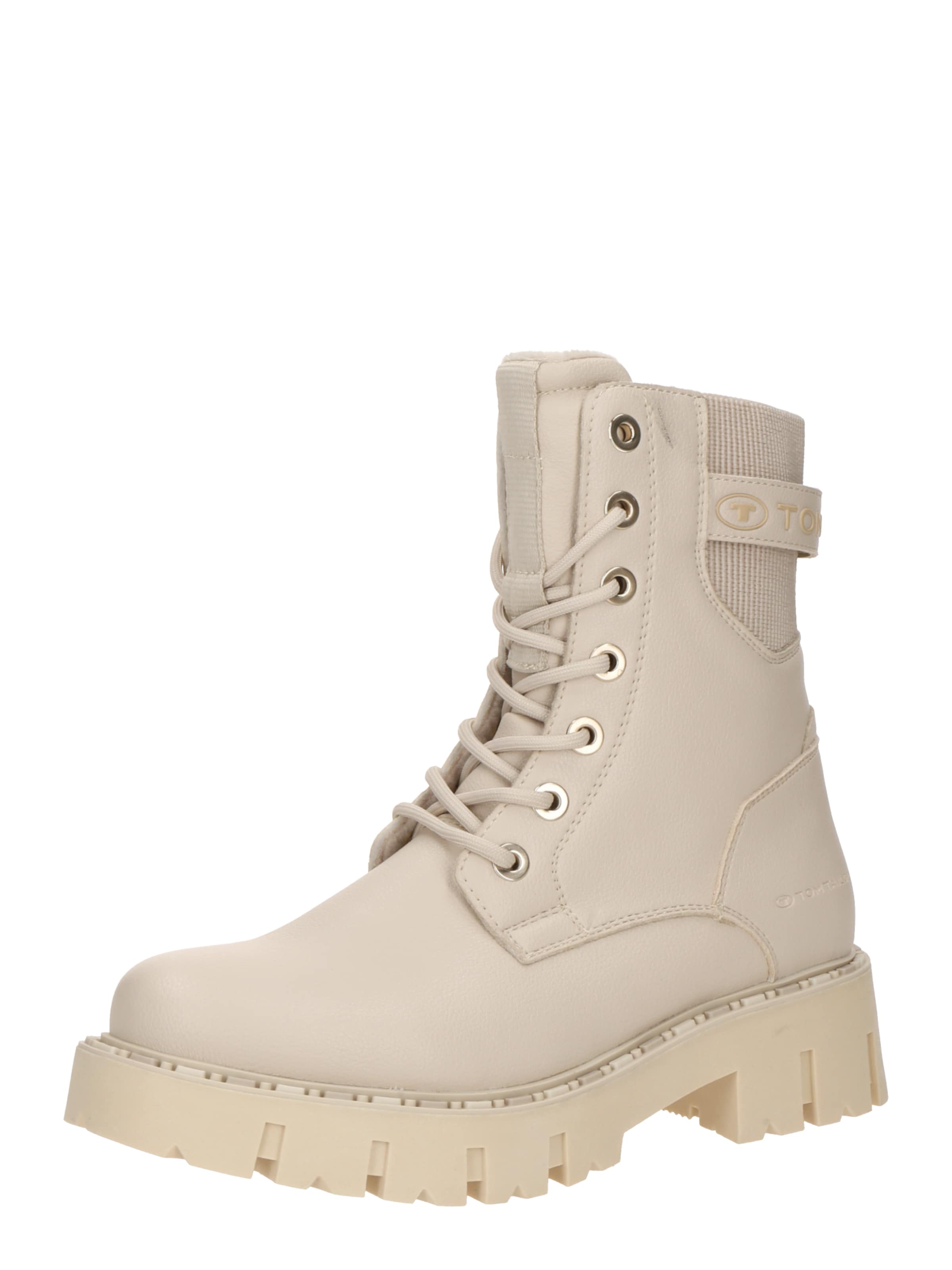 TOM TAILOR Ниски ботуши с връзки в бежово: отпред