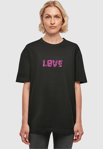 Merchcode Shirt 'Valentines Day - Flowers Love' in Zwart: voorkant