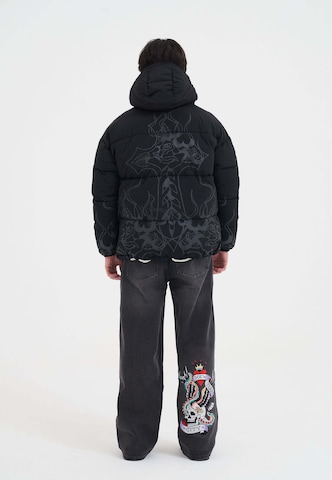 Ed Hardy Зимно яке 'Flaming Rose' в черно