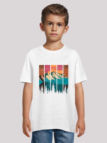 T-Shirt 'Berg Sonnenuntergang Retro' F4NT4STIC en blanc : devant