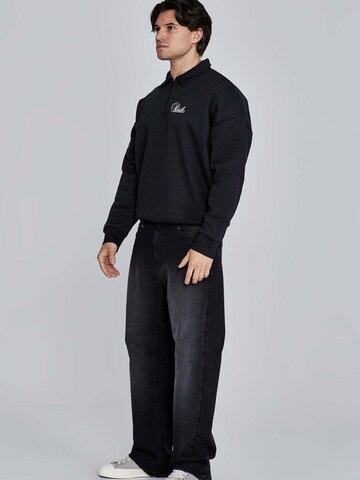 SikSilk Sweatshirt 'Essentials Polo Sweater'‌‌‌‌ in Schwarz