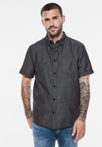 Street One MEN Regular Fit Hemd in Schwarz: Vorderseite