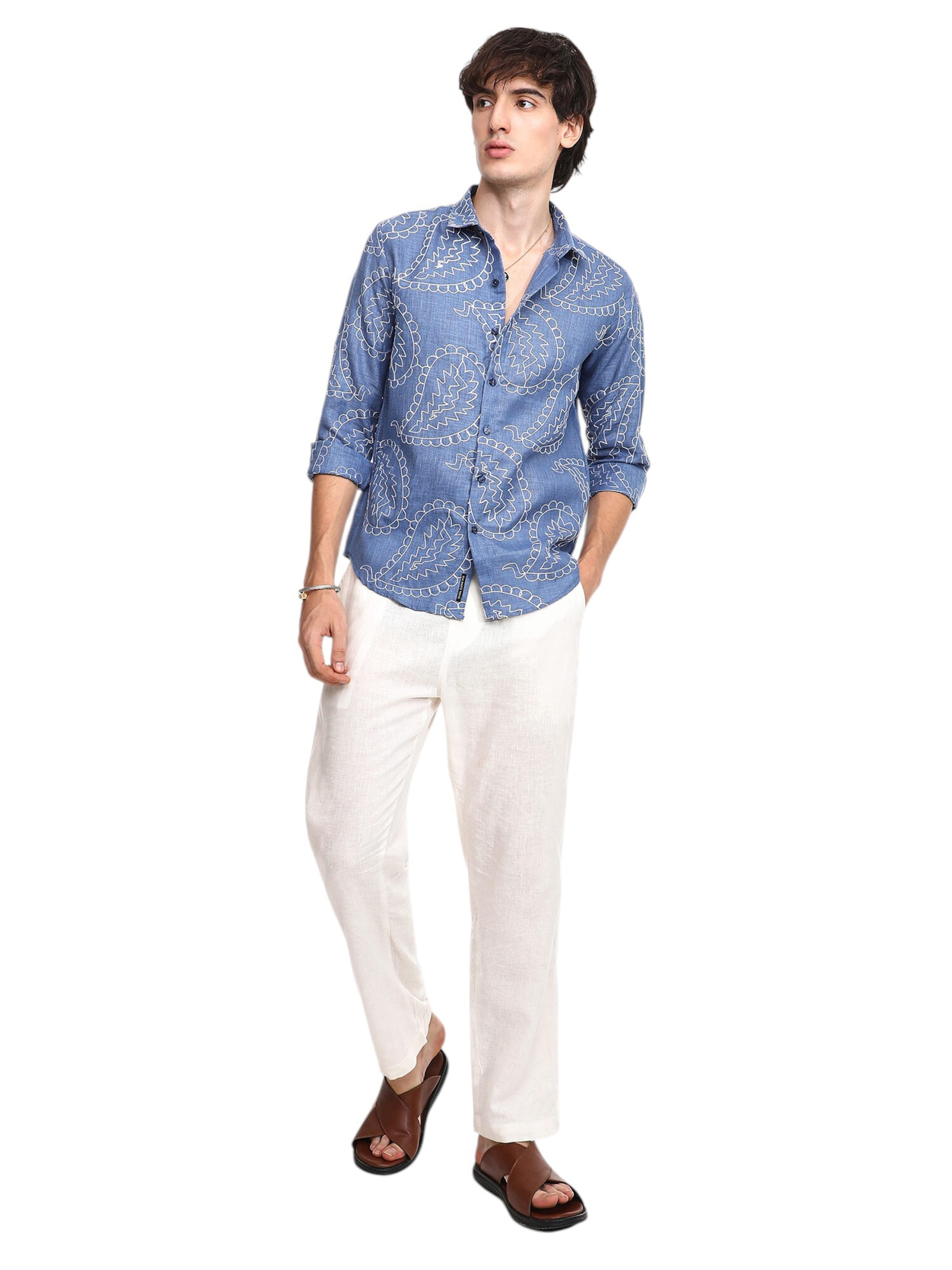 Coupe regular Chemise 'Zelma' Campus Sutra en bleu