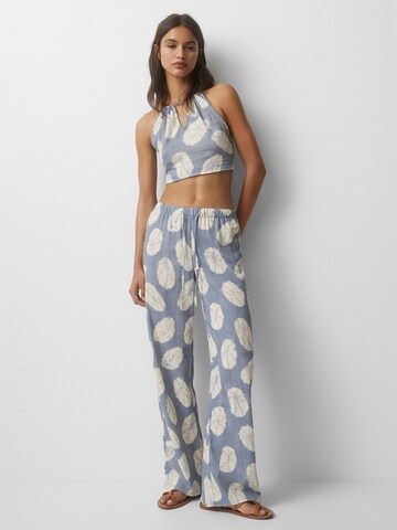 Pull&Bear Wide leg Broek in Blauw