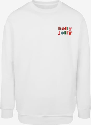 Merchcode Sweatshirt 'Christmas Holly Jolly' in Weiß: Vorderseite