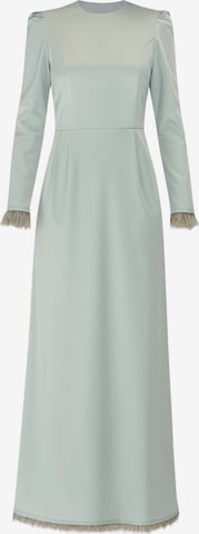 fashionshowcase Abendkleid 'Feather Grace' in Grün: Vorderseite