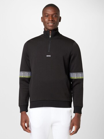 BOSS GreenSweater majica - crna boja: prednji dio