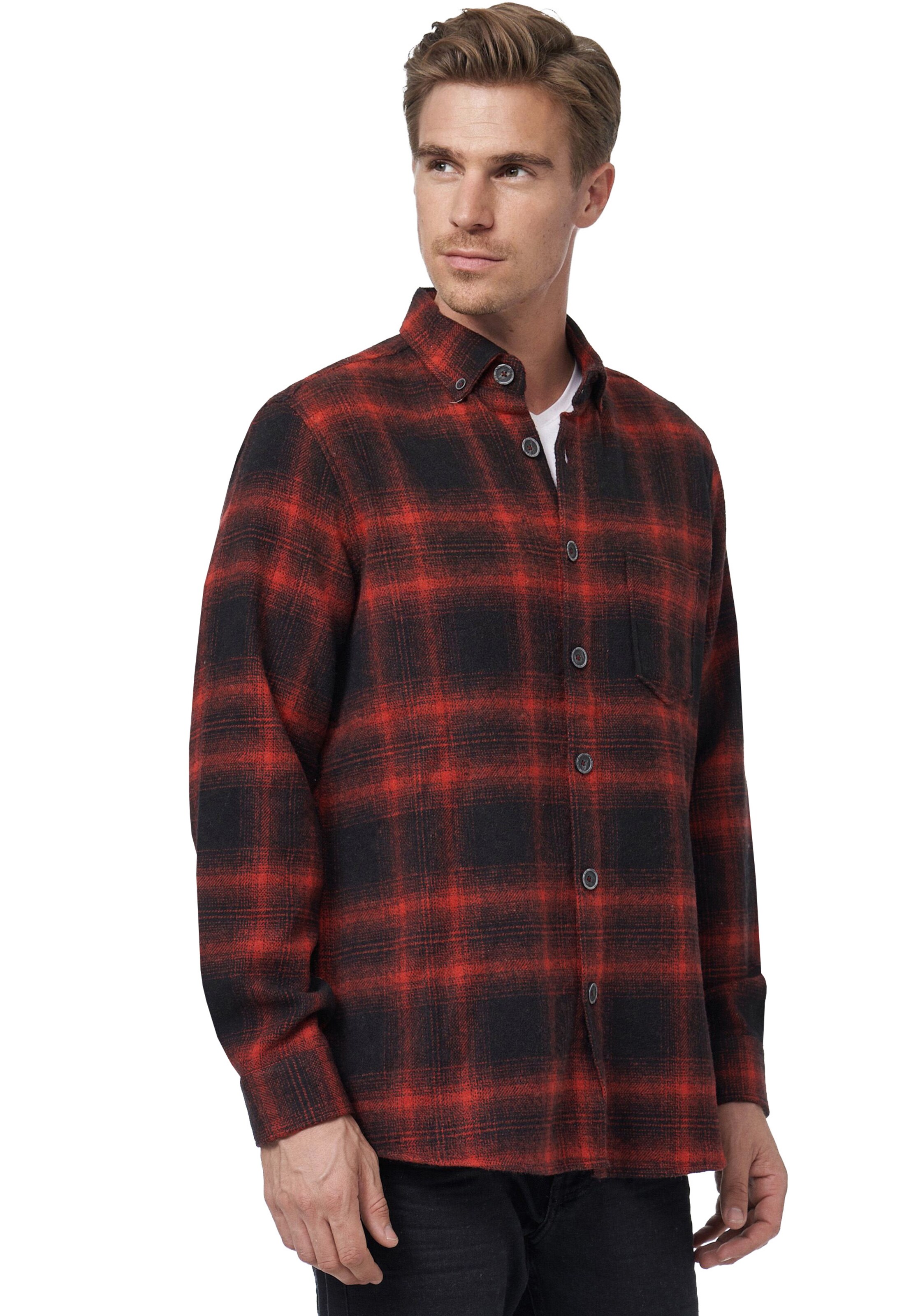 Rusty Neal Slim Fit Hemd in Rot: Vorderseite