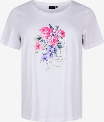 Zizzi T-shirt 'VELIN' i vit: framsida