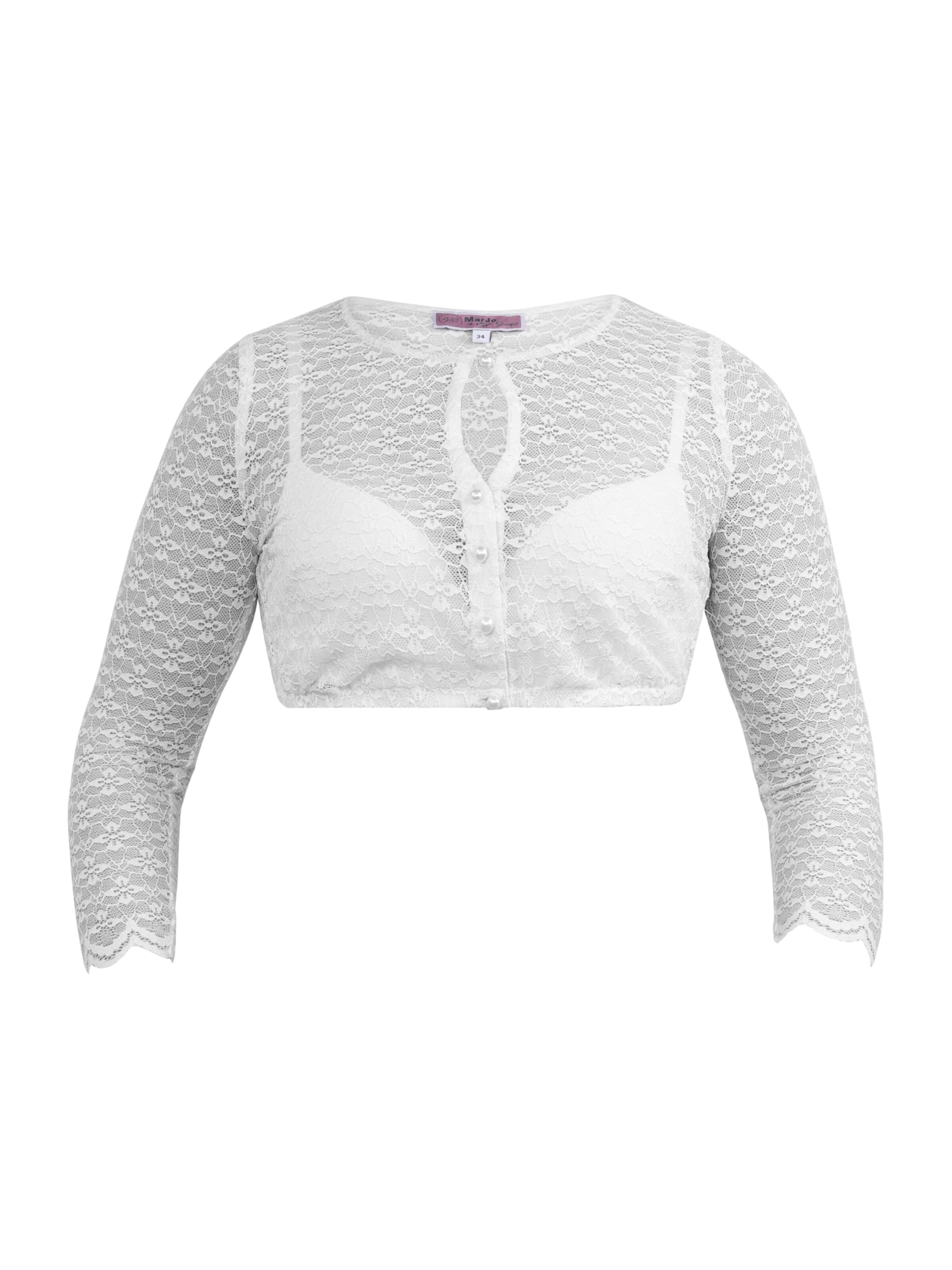 Bluză tradițională (Oktoberfest) 'Babenhausen' de la MARJO pe alb: față