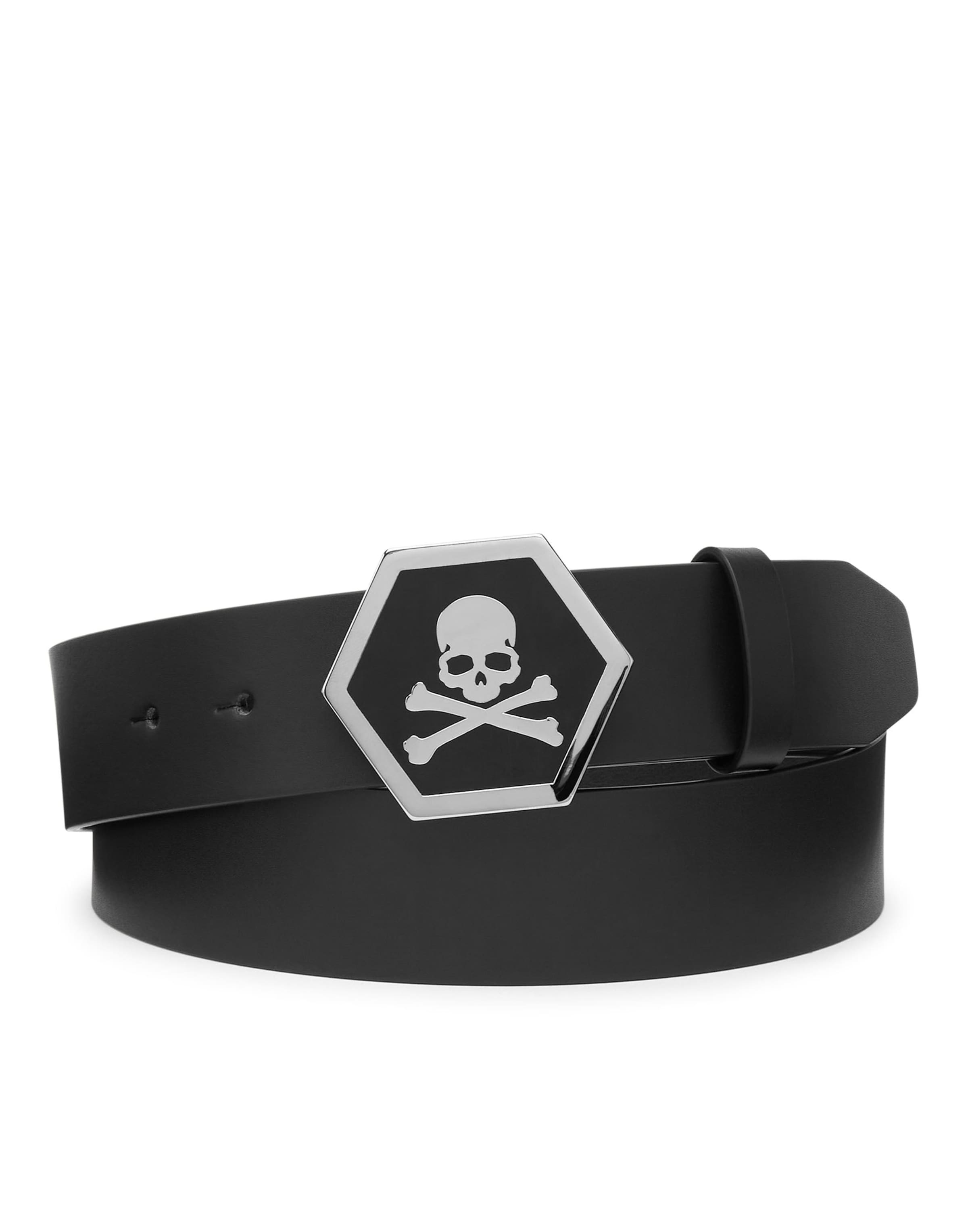 Cintura 'Skull' di Philipp Plein in nero: frontale