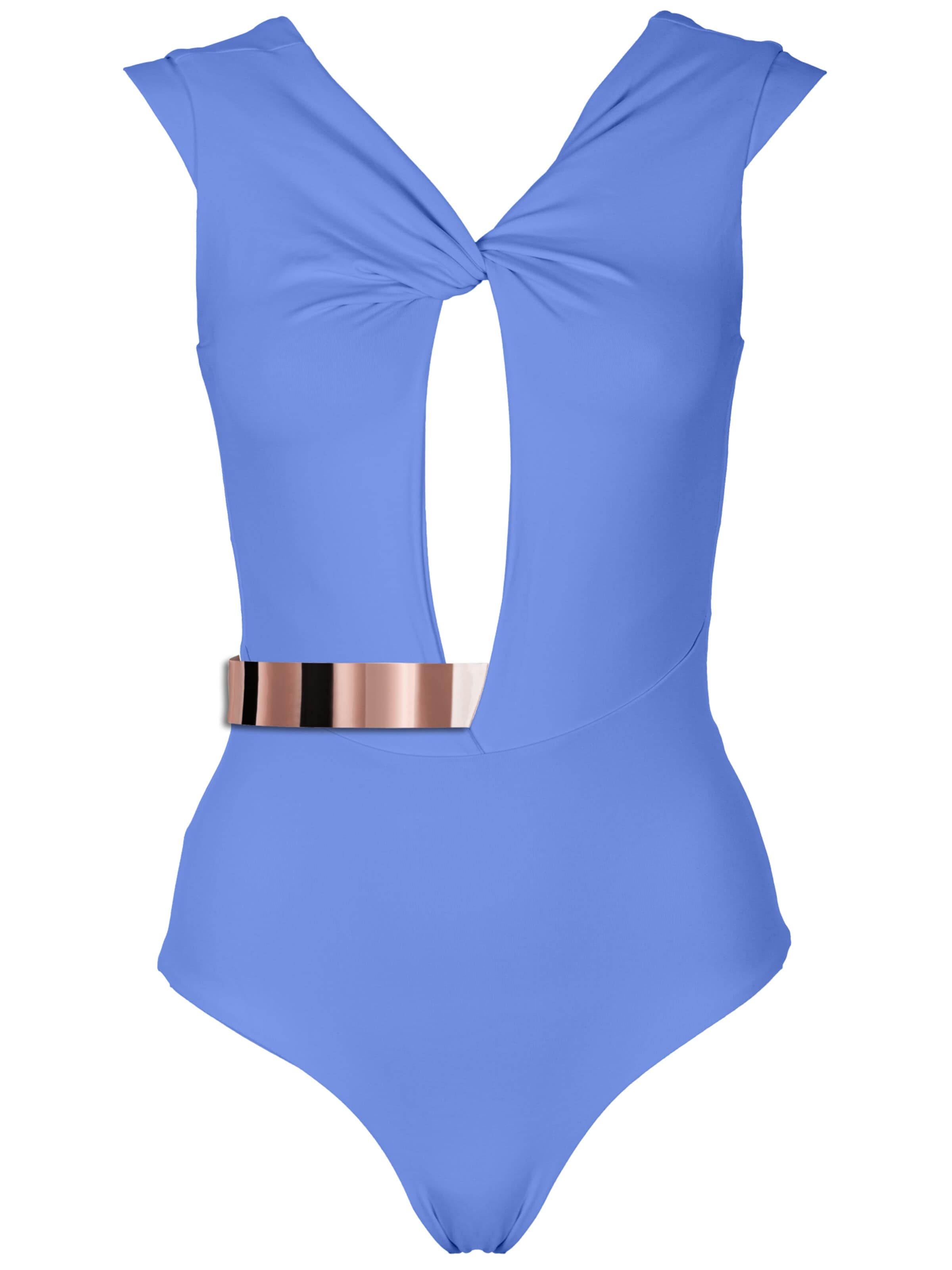 SEA ME SWIM High neck Swimsuit 'COTE D'AZUR Roségold Edition' in Blue: front