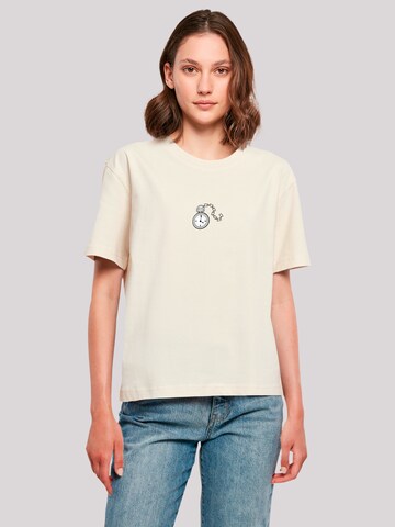 F4NT4STIC Shirt 'Alice im Wunderland Uhr Hase Heroes of Childhood' in Beige: predná strana