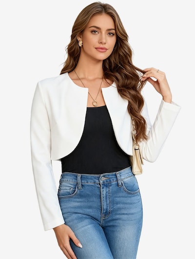 KoJooin Blazer 'Kurzer, leichter Damen-Cardigan mit Rundhalsausschnitt und langen Ärmeln – eleganter Überwurf'‌‌‌‌ in 36 in weiß, Produktansicht