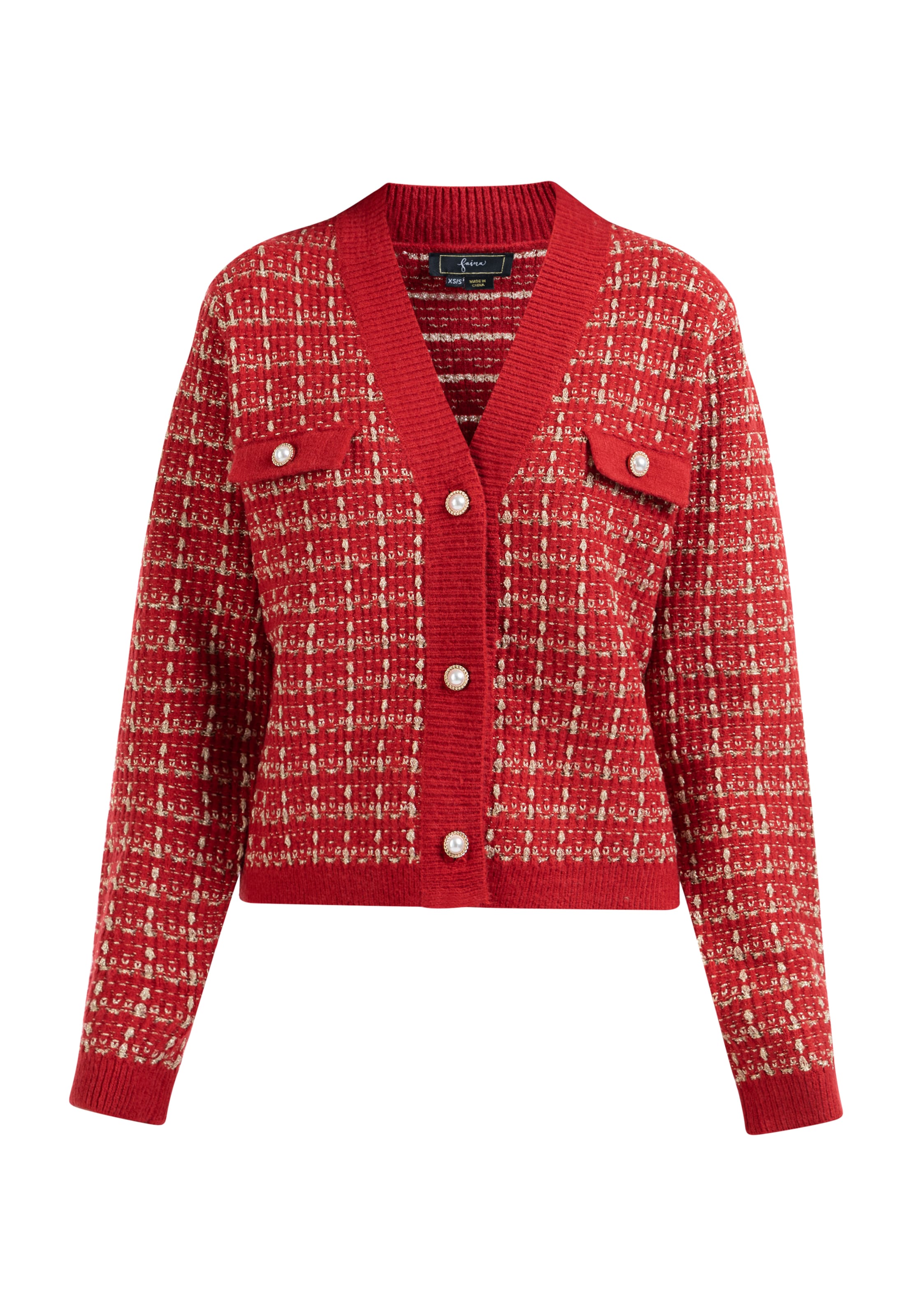 faina Strickjacke in Rot: Vorderseite