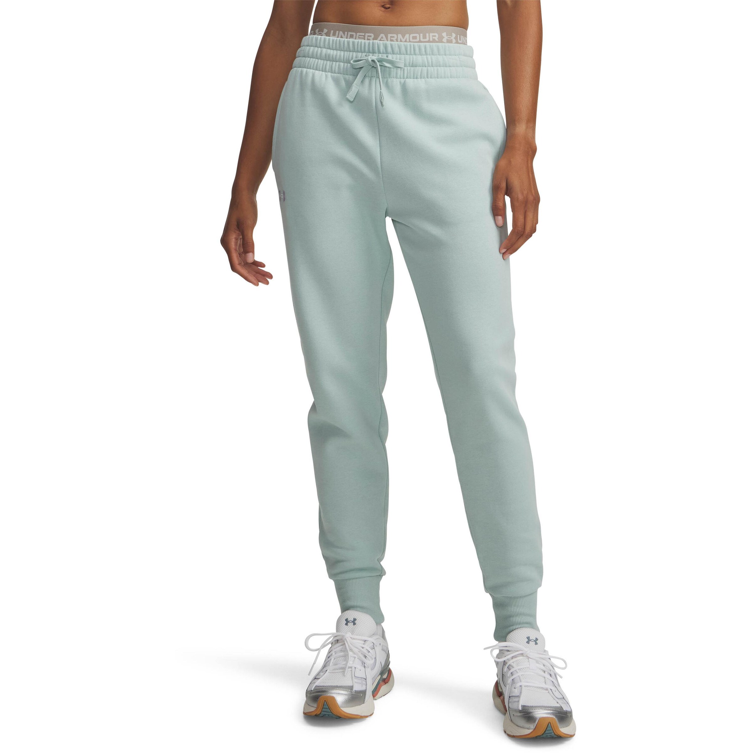 UNDER ARMOUR Tapered Workout Pants 'Rival' in Blue: front