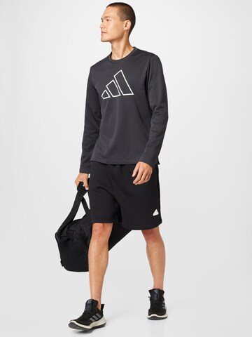 ADIDAS PERFORMANCE Athletic Sweatshirt 'Train Icons 3 Bar Logo ' in Black
