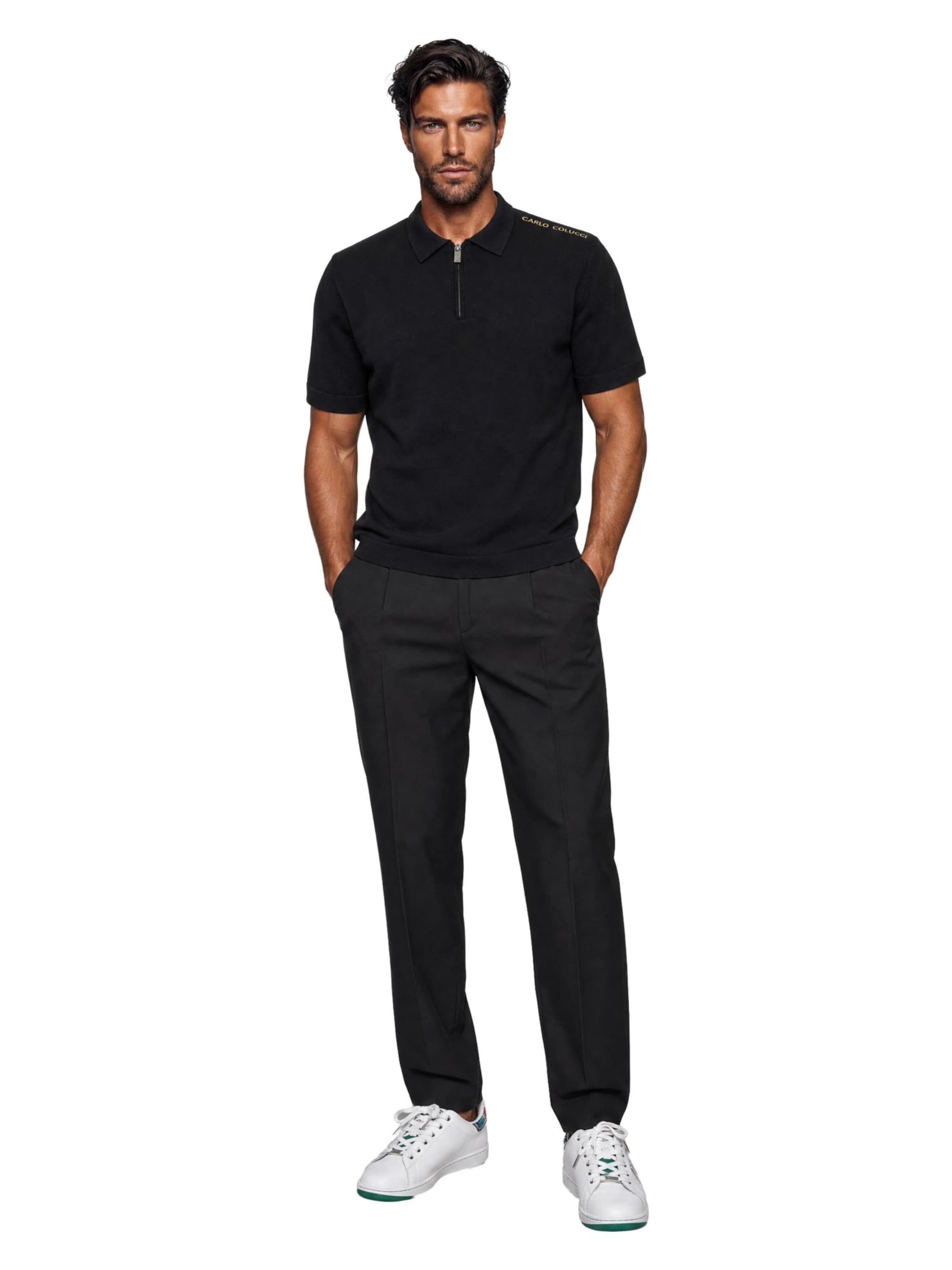 Coupe slim Pantalon à pince ' Fruet ' Carlo Colucci en noir