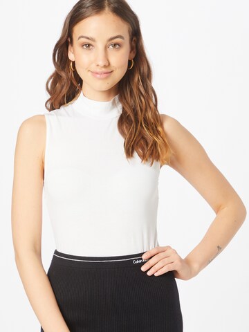 Calvin Klein Regular Shirt Bodysuit in White: front