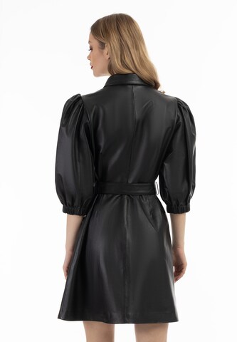 Abito camicia di faina in nero