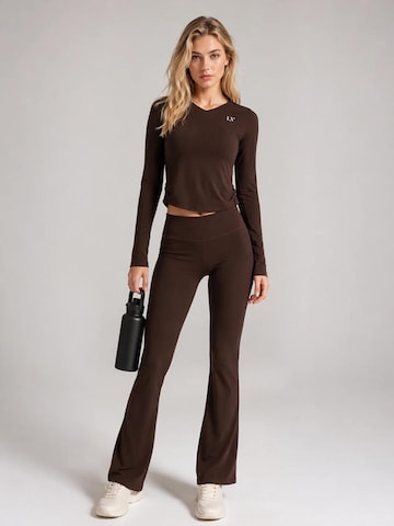 La V Flared Sports trousers 'Flared sportlegging Fleur' in Brown