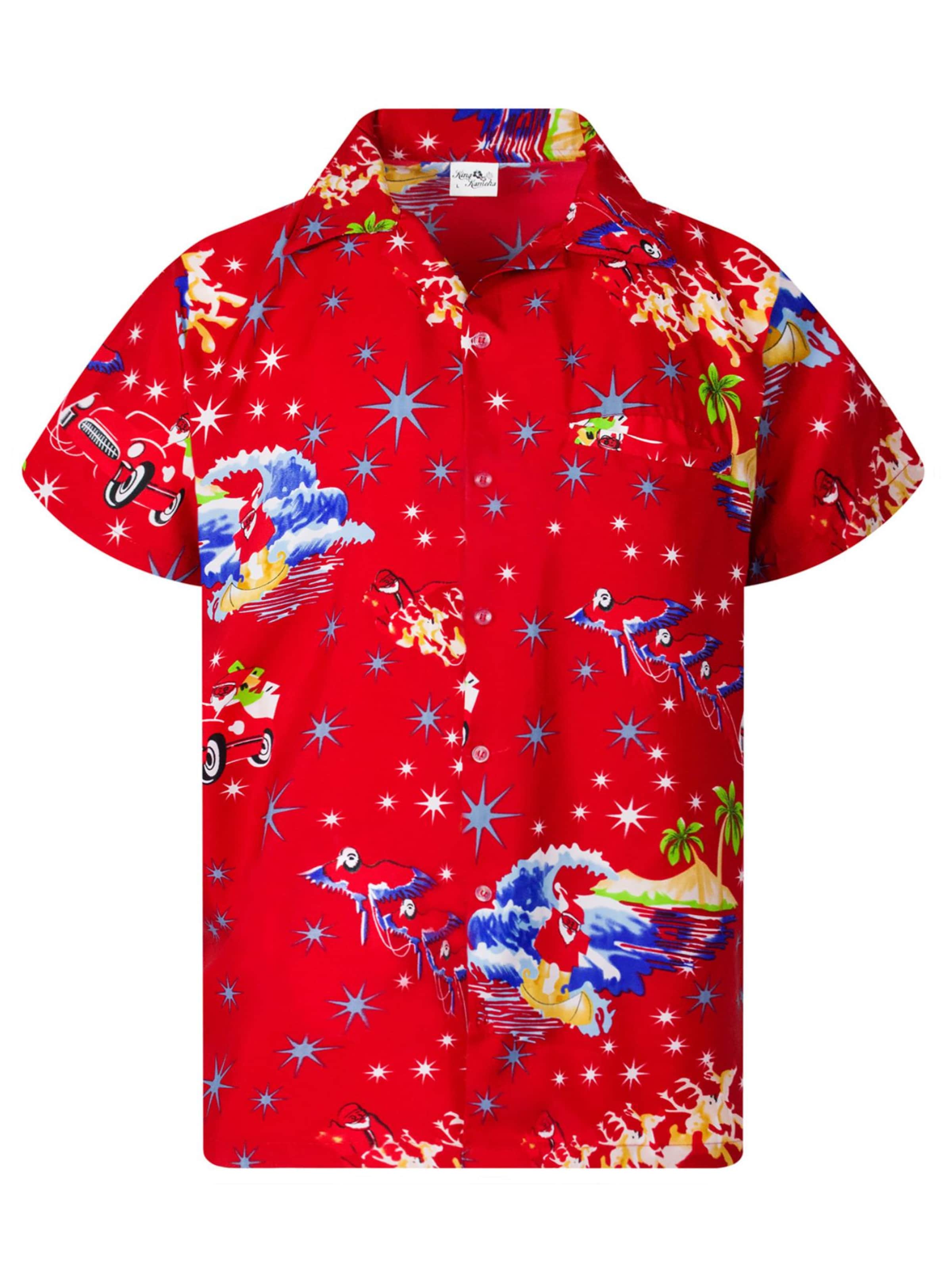 King Kameha Hemd 'Christmas Surf Santa'‌‌‌‌‌‌‌ in Rot: Vorderseite
